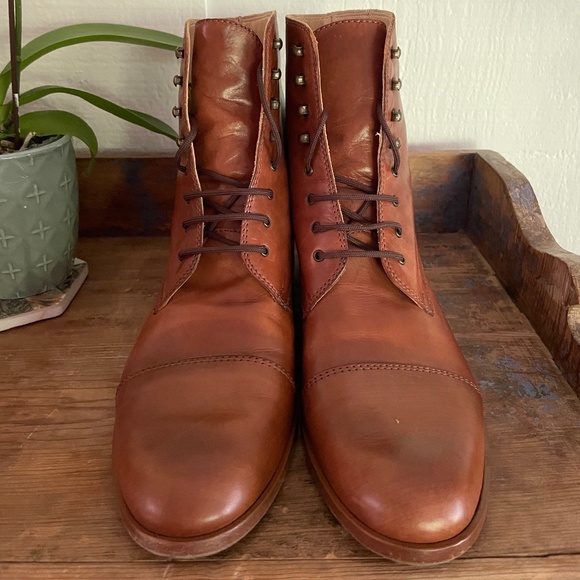 Lace up Leather Ankle Boots made in Florence Italy - Picture 8 of 11